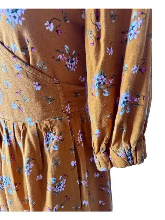Kul Kate Handmade Mustard Floral Wrap Dress - Medium - Picture 7 of 11